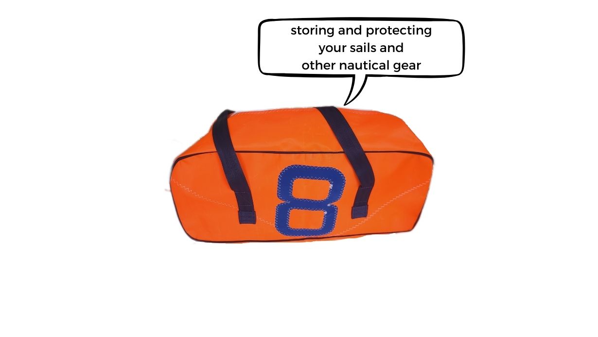 Discover a versatile sail bag perfect for rain,  light water activities, beach outings, and snowy  adventures. Weighing only 0.4 lbs and collapsing  into a compact size, it boasts a durable 210D polyester  construction with a coated interior. Complete with an 8"x7"  interior pocket, adjustable 1/4" cords, and sturdy handles,   it's available in three stylish colors with contrasting zippers   and unique sail number accents.