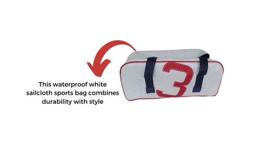 Discover a versatile sail bag perfect for rain,  light water activities, beach outings, and snowy  adventures. Weighing only 0.4 lbs and collapsing  into a compact size, it boasts a durable 210D polyester  construction with a coated interior. Complete with an 8"x7"  interior pocket, adjustable 1/4" cords, and sturdy handles,   it's available in three stylish colors with contrasting zippers   and unique sail number accents.