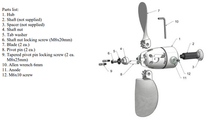 Flexofold Zinc Anodes #114 for Saildrive 2-Blade Propellers